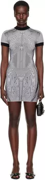Черно-белое мини-платье «The Morphing Pinstripes Jacquard» Jean Paul Gaultier
