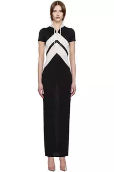 Черно-белое платье макси «The Chevrons» Jean Paul Gaultier