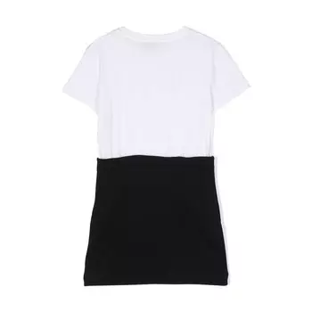 Черно-белое платье с логотипом Balmain, мультиколор