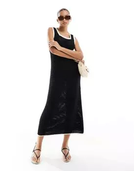 Черно-белое трикотажное платье с контрастной строчкой ASOS DESIGN