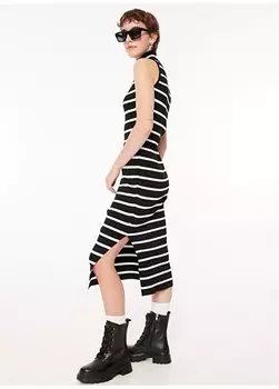 Черно-белое женское платье миди в полоску с полуводолазкой A3WL-ELB2 Aeropostale, черный