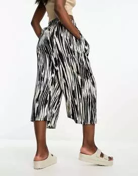 Черно-белые брюки-кюлоты с завязкой на талии River Island