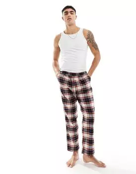 Черно-белые брюки в клетку Jack & Jones с начесом