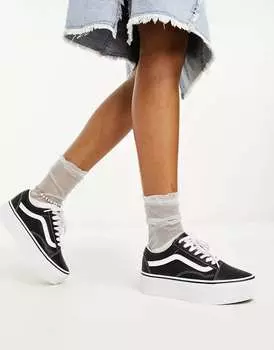 Черно-белые кожаные кроссовки Vans Old Skool Stackform