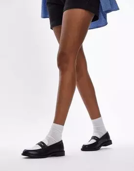 Черно-белые кожаные лоферы Topshop Callie