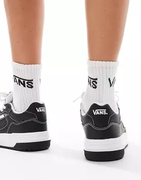 Черно-белые кожаные массивные кроссовки Vans Upland