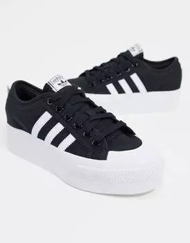 Черно-белые кроссовки на платформе adidas Originals Nizza