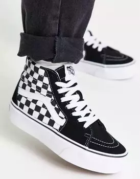 Черно-белые кроссовки в шахматную клетку Vans SK8-Hi Platform