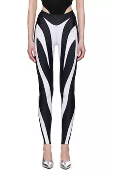 Черно-белые леггинсы из лайкры Eco Sport Mugler