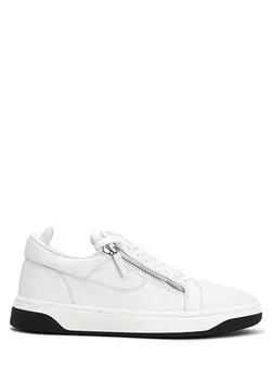 Черно-белые мужские кожаные кроссовки с молнией Giuseppe Zanotti