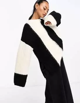 Черно-белый джемпер ASOS с вертикальными полосками