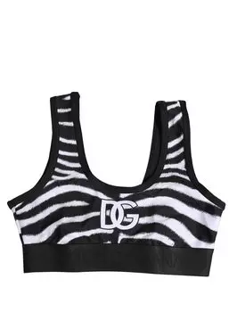 Черно-белый хлопковый спортивный бюстгальтер с логотипом Dolce & Gabbana, Black and White