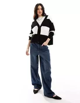 Черно-белый кардиган с цветными полосками ASOS