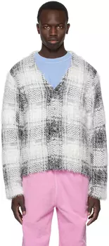 Черно-белый кардиган в шотландскую клетку Stüssy