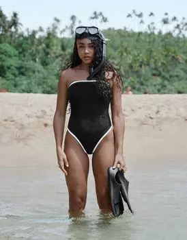 Черно-белый купальник-бандо gili с контрастной отделкой 4th & Reckless x Loz Vassallo