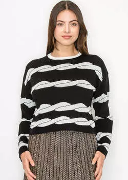 Черно-белый свитер с завитками Yal New York