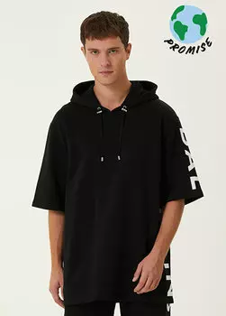 Черно-белый свитшот из органического хлопка с капюшоном Balmain