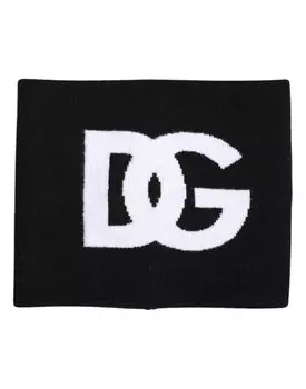 Черно-белый вязаный шарф с принтом логотипа Dolce & Gabbana, черный/белый