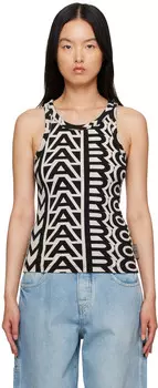 Черно-бежевая майка The Monogram Rib Tank L Marc Jacobs