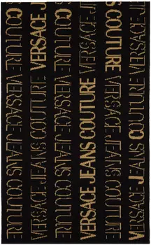 Черно-бежевый шарф с логотипом Versace Jeans Couture