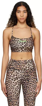 Черно-бежевый топ Active на бретелях GANNI