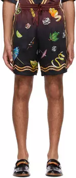 Черно-бордовые шелковые шорты Casablanca