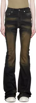 Черно-коричневые джинсы Bootcut с косой окантовкой Rick Owens DRKSHDW