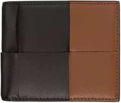 Черно-коричневый складной кассетный кошелек Bottega Veneta