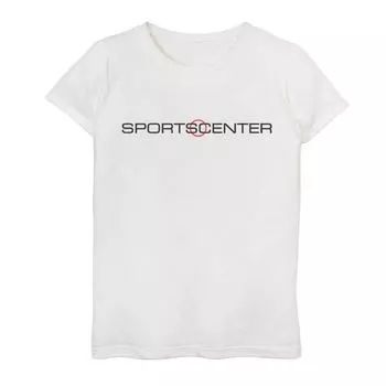 Черно-красная футболка с графическим логотипом и текстовым логотипом ESPN SportsCenter для девочек 7–16 лет Licensed Character