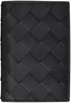 Черно-красная визитница с клапаном Bottega Veneta