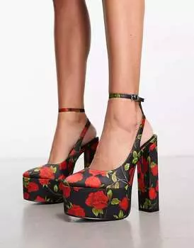 Черно-красные высокие туфли на платформе ASOS Porter