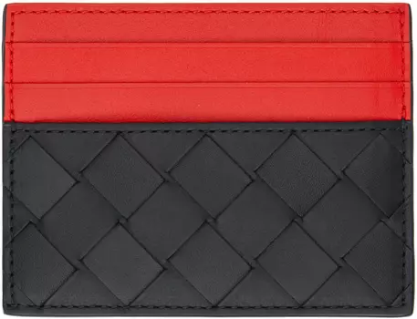 Черно-красный держатель кредитной карты Bottega Veneta