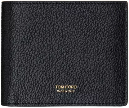 Черно-красный кожаный кошелек в два сложения TOM FORD