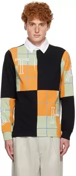 Черно-оранжевая футболка-поло с буквами Thames MMXX.