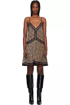 Черно-оранжевое мини-платье Danielle Isabel Marant Etoile