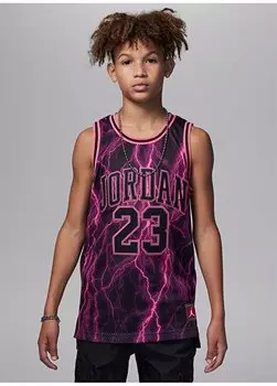 Черно-розовая майка для мальчика с рисунком 95C655-K09-JDN JORDAN 23 AOP JERSEY Nike, розовый