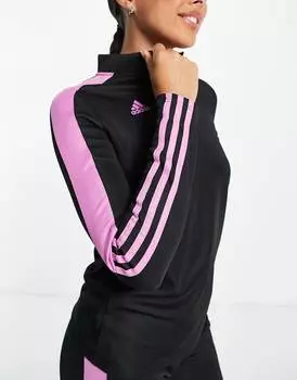 Черно-розовый длинный свитер с молнией 1/4 adidas Football Tiro