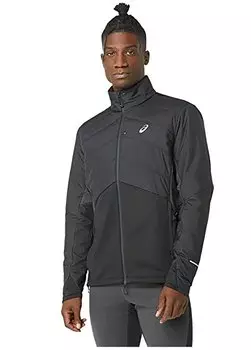 Черно-серая мужская куртка на молнии 2011C883-001 WINTER RUN JACKET Asics, черный/серый