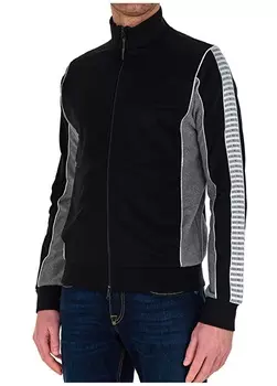 Черно-серая мужская толстовка с воротником на молнии Bikkembergs