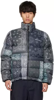 Черно-серая пуховая куртка-бандана thisisneverthat