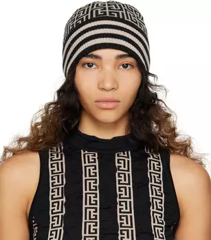 Черно-серая шапка с монограммой Balmain