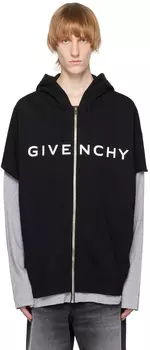 Черно-серое многослойное худи Givenchy