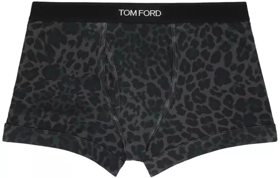 Черно-серые боксеры с леопардовым принтом TOM FORD