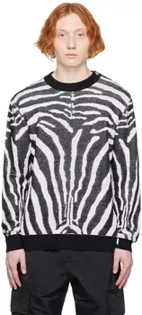 Черно-серый свитер с зеброй Balmain