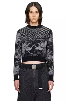 Черно-серый усаженный свитер LU'U DAN