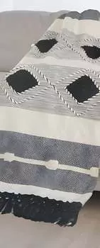 Черно-синее тканое хлопковое одеяло в полоску размером 60 x 50 дюймов с кисточками Homezia, цвет Multicolored