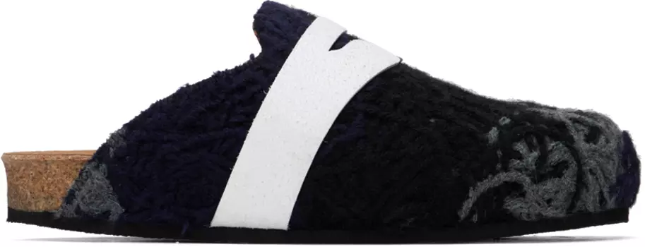 Черно-синие вязаные сабо VITELLI