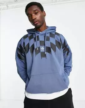 Черно-синяя худи adidas Originals Rekive с центральным логотипом