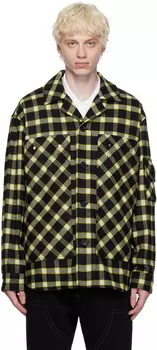 Черно-желтая рубашка в клетку Versace