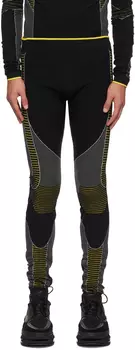 Черно-желтые бесшовные леггинсы Balmain